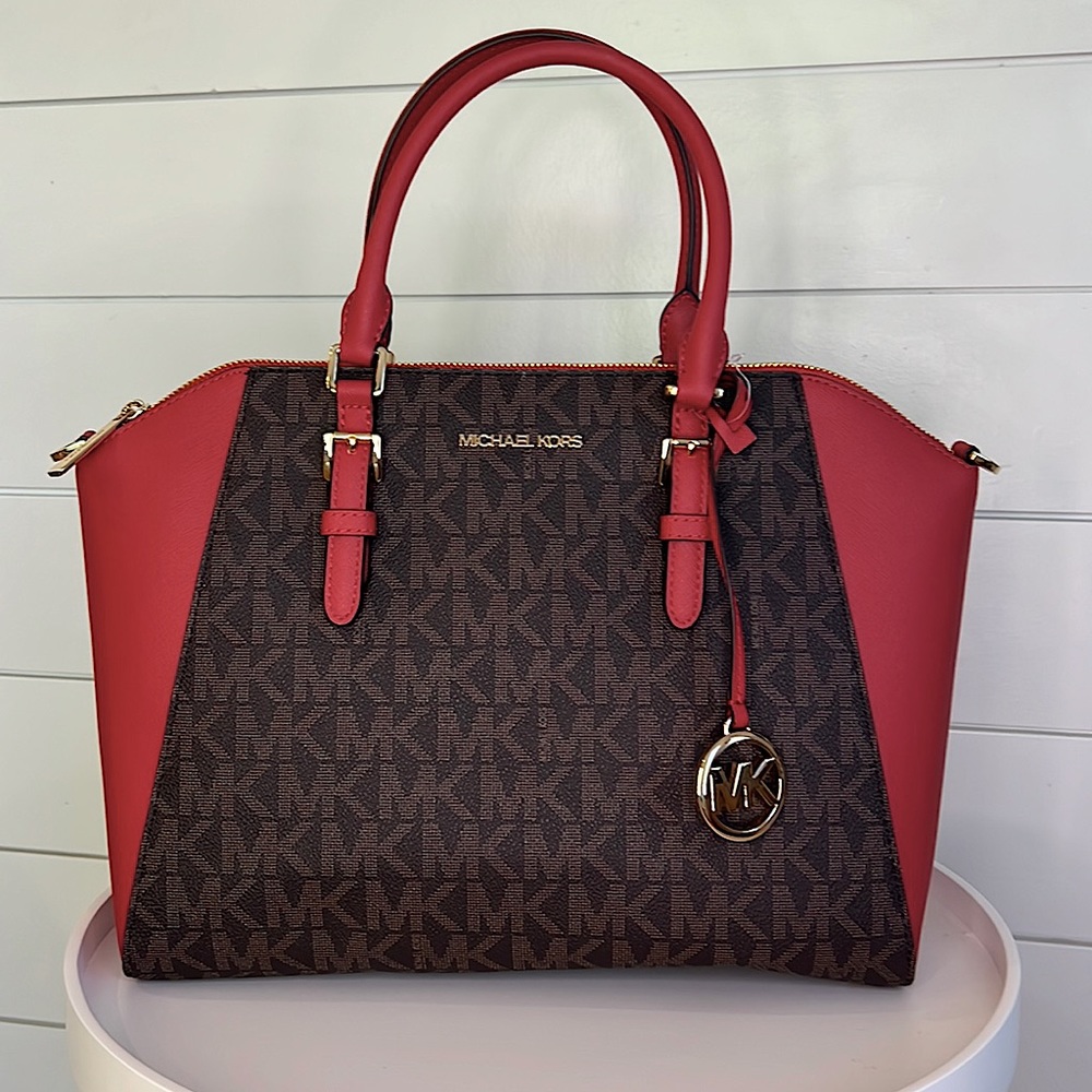 NWT MICHAEL KORS CIARA LARGE SATCHEL IN COLOR FLAME